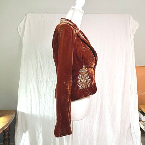 True Meaning Embroidered Velvet Blazer Jacket, Anthropologie, Women’s Size 2 EUC - Picture 3 of 11